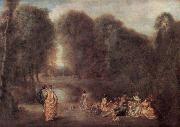Jean-Antoine Watteau Die Zusammenkunft im Park oil painting on canvas